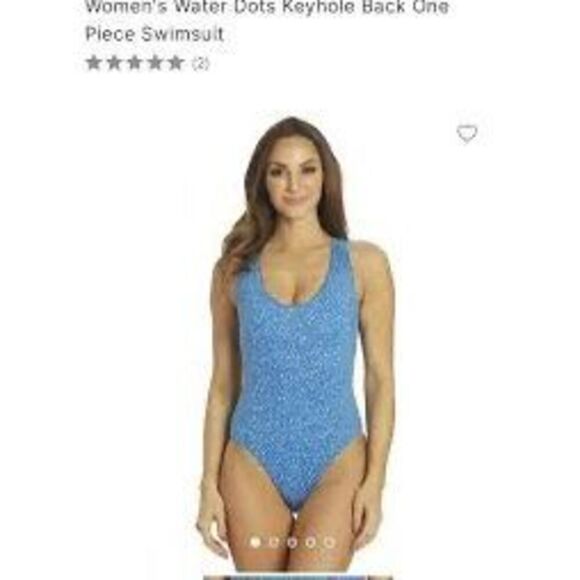 Nike Women's Size M Water Dots One Piece Swimsuit Light Blue Keyhole Back NWT - Picture 7 of 14
